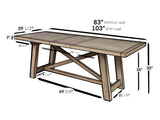 Alpine Furniture Newberry Extension Dining Table, Weathered Natural 2068-01 Weathered Natural Acacia Solids 39.5 x 83-103 x 30