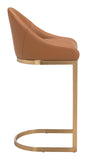 Zuo Modern Scott 100% Polyurethane, Plywood, Steel Modern Commercial Grade Barstool Tan, Gold 100% Polyurethane, Plywood, Steel