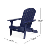 Malibu Outdoor Acacia Wood Folding Adirondack Chairs with Cushions (Set of 2), Navy Blue