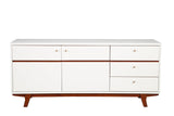 Alpine Furniture Dakota TV Console 1974-10 White with Acorn Accents Mahogany Solids & Veneer 64.5 x 18 x 28.5