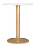 Zuo Modern Alto MDF, Steel Modern Commercial Grade Bistro Table White, Gold MDF, Steel