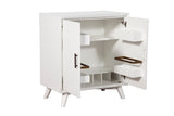 Alpine Furniture Flynn Small Bar Cabinet, White 966-W-17 White Mahogany Solids & Okoume Veneer 32 x 19 x 36