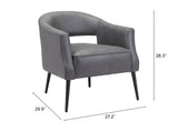 Zuo Modern Berkeley 100% Polyester, Plywood, Steel Modern Commercial Grade Accent Chair Vintage Gray, Black 100% Polyester, Plywood, Steel