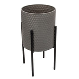 Sagebrook Home Contemporary Set of 2 -  Honeycomb Planter On Metalstand, Gray/blk 12629-09 Gray Iron