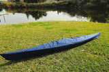 24" x 177" x 13.5" White and Purple RibbonWooden Kayak