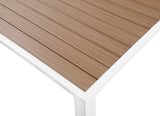Nizuc Aluminum / Plastic Contemporary Brown Plastic Wood Accent Paneling Outdoor Patio Extendable Aluminum Dining Table - 77"/100.5" W x 39" D x 30" H