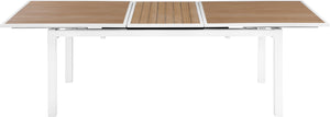 Nizuc Aluminum / Plastic Contemporary Brown Plastic Wood Accent Paneling Outdoor Patio Extendable Aluminum Dining Table - 77"/100.5" W x 39" D x 30" H