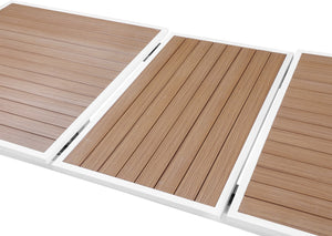 Nizuc Aluminum / Plastic Contemporary Brown Plastic Wood Accent Paneling Outdoor Patio Extendable Aluminum Dining Table - 77"/100.5" W x 39" D x 30" H