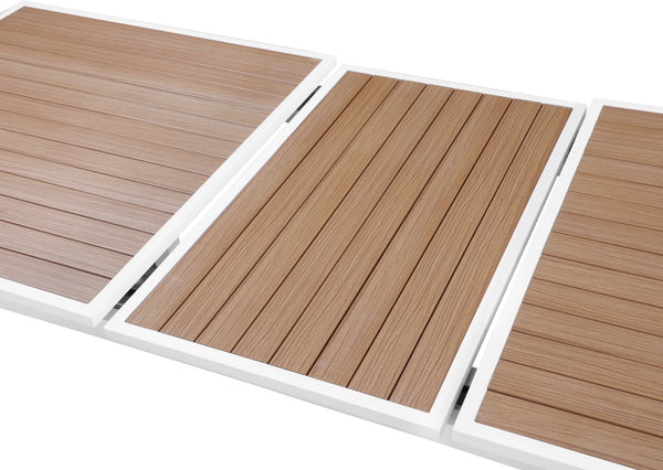 Nizuc Aluminum / Plastic Contemporary Brown Plastic Wood Accent Paneling Outdoor Patio Extendable Aluminum Dining Table - 77"/100.5" W x 39" D x 30" H