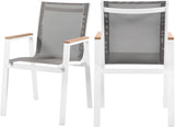 Nizuc Waterproof Mesh Fabric Contemporary Outdoor Patio Aluminum Mesh Dining Arm Chair - Set of 2