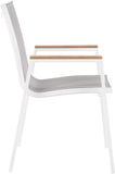 Nizuc Waterproof Mesh Fabric / Aluminum / Plastic Contemporary Grey Mesh Waterproof Fabric Outdoor Patio Aluminum Mesh Dining Arm Chair - 23" W x 26" D x 35" H