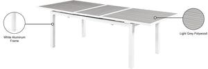 Nizuc Aluminum / Plastic Contemporary Grey Plastic Wood Accent Paneling Outdoor Patio Extendable Aluminum Dining Table - 77"/100.5" W x 39" D x 30" H