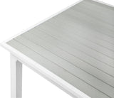 Nizuc Aluminum / Plastic Contemporary Grey Plastic Wood Accent Paneling Outdoor Patio Extendable Aluminum Dining Table - 77"/100.5" W x 39" D x 30" H