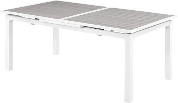 Nizuc Aluminum / Plastic Contemporary Grey Plastic Wood Accent Paneling Outdoor Patio Extendable Aluminum Dining Table - 77"/100.5" W x 39" D x 30" H