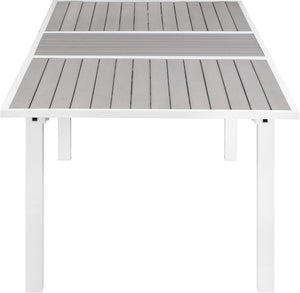 Nizuc Aluminum / Plastic Contemporary Grey Plastic Wood Accent Paneling Outdoor Patio Extendable Aluminum Dining Table - 77"/100.5" W x 39" D x 30" H