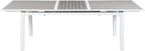 Nizuc Aluminum / Plastic Contemporary Grey Plastic Wood Accent Paneling Outdoor Patio Extendable Aluminum Dining Table - 77"/100.5" W x 39" D x 30" H