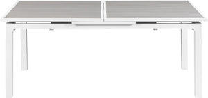 Nizuc Aluminum / Plastic Contemporary Grey Plastic Wood Accent Paneling Outdoor Patio Extendable Aluminum Dining Table - 77"/100.5" W x 39" D x 30" H