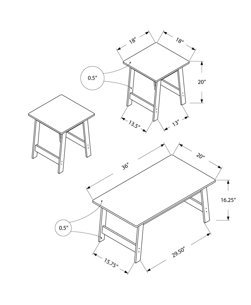 Dark Taupe Table Set - 3Pcs Set