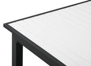 Nizuc Aluminum / Plastic Contemporary White Plastic Wood Accent Paneling Outdoor Patio Aluminum Dining Table - 77"/100.5" W x 39" D x 30" H