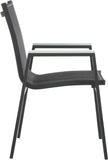 Nizuc Waterproof Mesh Fabric / Aluminum / Plastic Contemporary Black Mesh Waterproof Fabric Outdoor Patio Aluminum Mesh Dining Arm Chair - 23" W x 26" D x 35" H