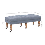 Isabelle Washed Blue Linen 50 Inches Bench