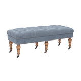 Isabelle Washed Blue Linen 50 Inches Bench