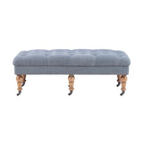 Isabelle Washed Blue Linen 50 Inches Bench