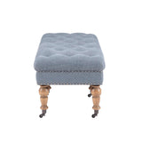 Isabelle Washed Blue Linen 50 Inches Bench