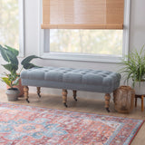 Isabelle Washed Blue Linen 50 Inches Bench