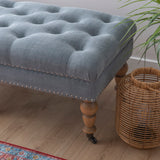 Isabelle Washed Blue Linen 50 Inches Bench