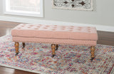 Isabelle Washed Pink Linen 50 Inches Bench