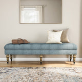 Isabelle Washed Blue Linen 62 Inches Bench