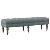 Isabelle Washed Blue Linen 62 Inches Bench