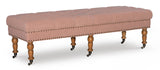 Isabelle Washed Pink Linen 62 Inches Bench