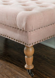 Isabelle Washed Pink Linen 62 Inches Bench