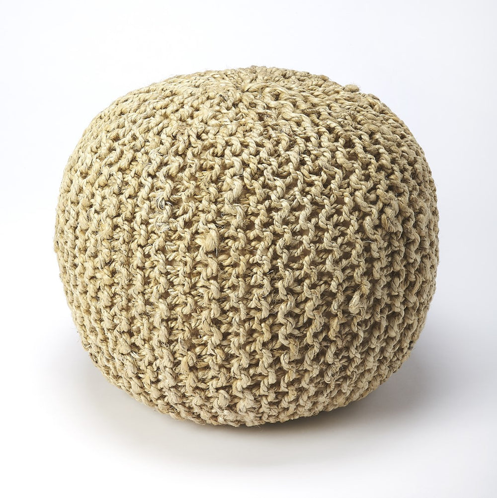 Butler Specialty Pincushion Beige Woven Pouffe 3689140
