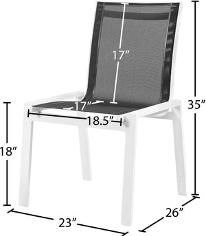 Nizuc Waterproof Mesh Fabric / Aluminum Contemporary Black Mesh Waterproof Fabric Outdoor Patio Aluminum Mesh Dining Chair - 23" W x 26" D x 35" H