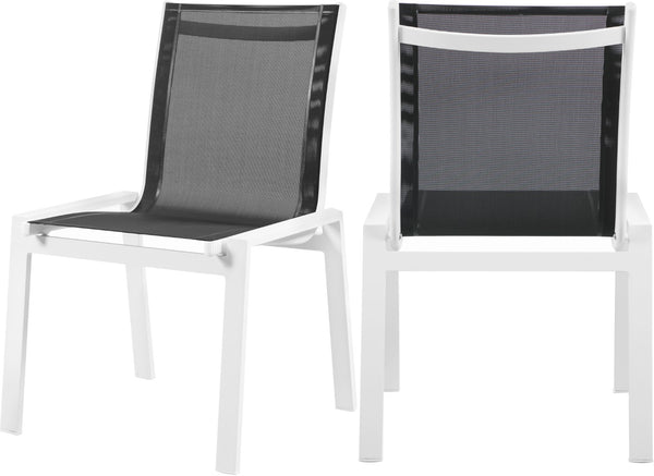 Nizuc Waterproof Mesh Fabric / Aluminum Contemporary Black Mesh Waterproof Fabric Outdoor Patio Aluminum Mesh Dining Chair - 23" W x 26" D x 35" H