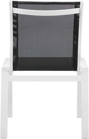 Nizuc Waterproof Mesh Fabric / Aluminum Contemporary Black Mesh Waterproof Fabric Outdoor Patio Aluminum Mesh Dining Chair - 23" W x 26" D x 35" H