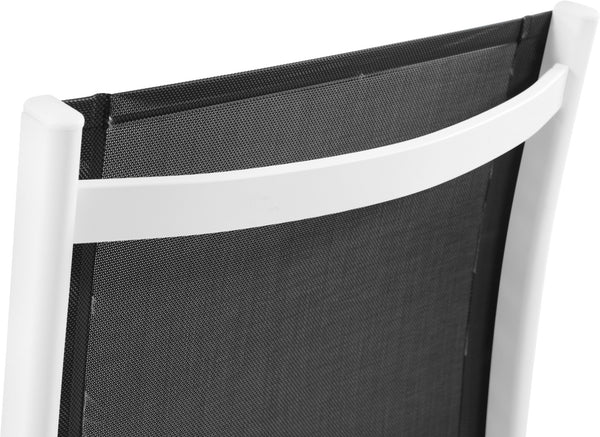 Nizuc Waterproof Mesh Fabric / Aluminum Contemporary Black Mesh Waterproof Fabric Outdoor Patio Aluminum Mesh Dining Chair - 23" W x 26" D x 35" H