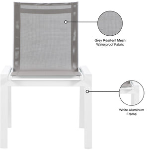 Nizuc Waterproof Mesh Fabric / Aluminum Contemporary Grey Mesh Waterproof Fabric Outdoor Patio Aluminum Mesh Dining Chair - 23" W x 26" D x 35" H