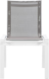 Nizuc Waterproof Mesh Fabric / Aluminum Contemporary Grey Mesh Waterproof Fabric Outdoor Patio Aluminum Mesh Dining Chair - 23" W x 26" D x 35" H