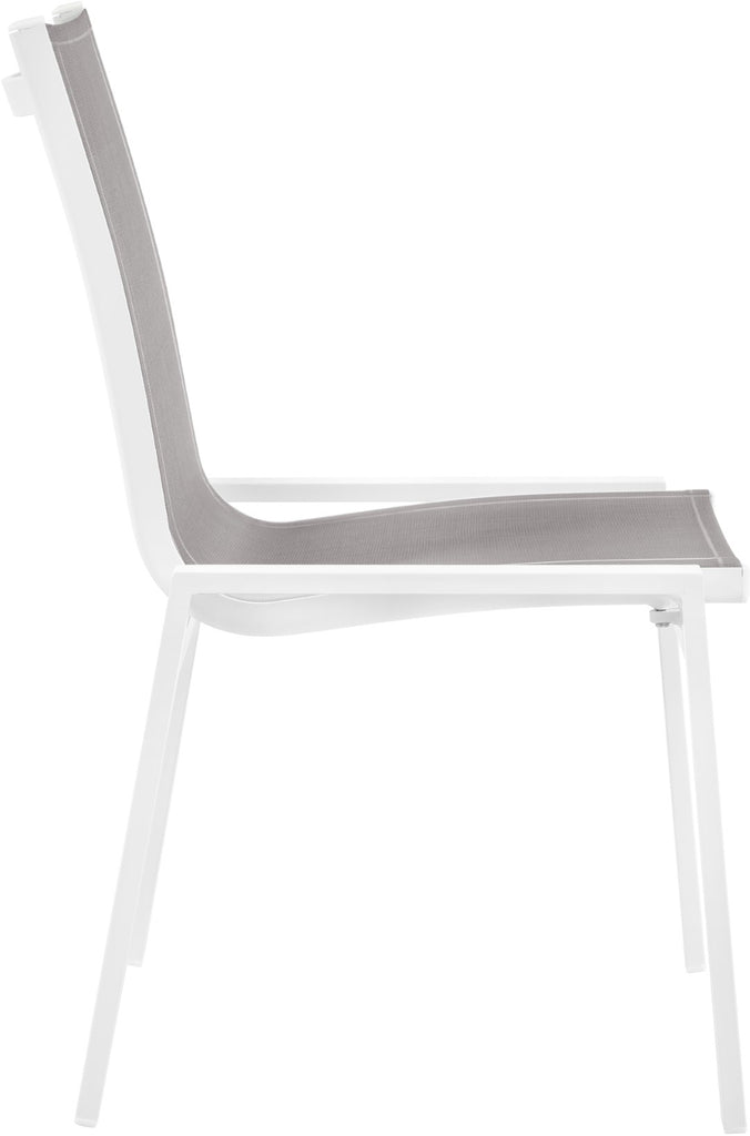 Nizuc Waterproof Mesh Fabric / Aluminum Contemporary Grey Mesh Waterproof Fabric Outdoor Patio Aluminum Mesh Dining Chair - 23" W x 26" D x 35" H