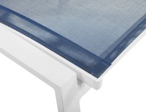 Nizuc Waterproof Mesh Fabric / Aluminum Contemporary Navy Mesh Waterproof Fabric Outdoor Patio Aluminum Mesh Dining Chair - 23" W x 26" D x 35" H