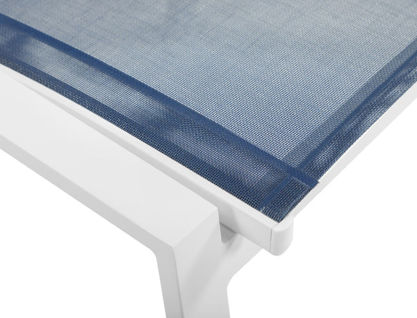 Nizuc Waterproof Mesh Fabric / Aluminum Contemporary Navy Mesh Waterproof Fabric Outdoor Patio Aluminum Mesh Dining Chair - 23" W x 26" D x 35" H