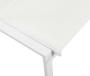 Nizuc Waterproof Mesh Fabric / Aluminum Contemporary White Mesh Waterproof Fabric Outdoor Patio Aluminum Mesh Dining Chair - 23" W x 26" D x 35" H