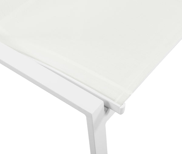 Nizuc Waterproof Mesh Fabric / Aluminum Contemporary White Mesh Waterproof Fabric Outdoor Patio Aluminum Mesh Dining Chair - 23" W x 26" D x 35" H