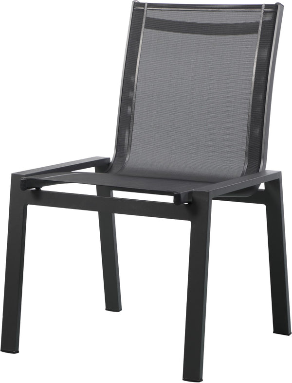 Nizuc Waterproof Mesh Fabric / Aluminum Contemporary Black Mesh Waterproof Fabric Outdoor Patio Aluminum Mesh Dining Chair - 23" W x 26" D x 35" H