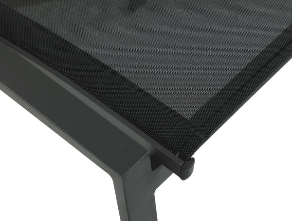 Nizuc Waterproof Mesh Fabric / Aluminum Contemporary Black Mesh Waterproof Fabric Outdoor Patio Aluminum Mesh Dining Chair - 23" W x 26" D x 35" H