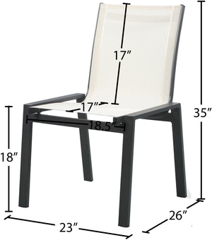 Nizuc Waterproof Mesh Fabric / Aluminum Contemporary White Mesh Waterproof Fabric Outdoor Patio Aluminum Mesh Dining Chair - 23" W x 26" D x 35" H